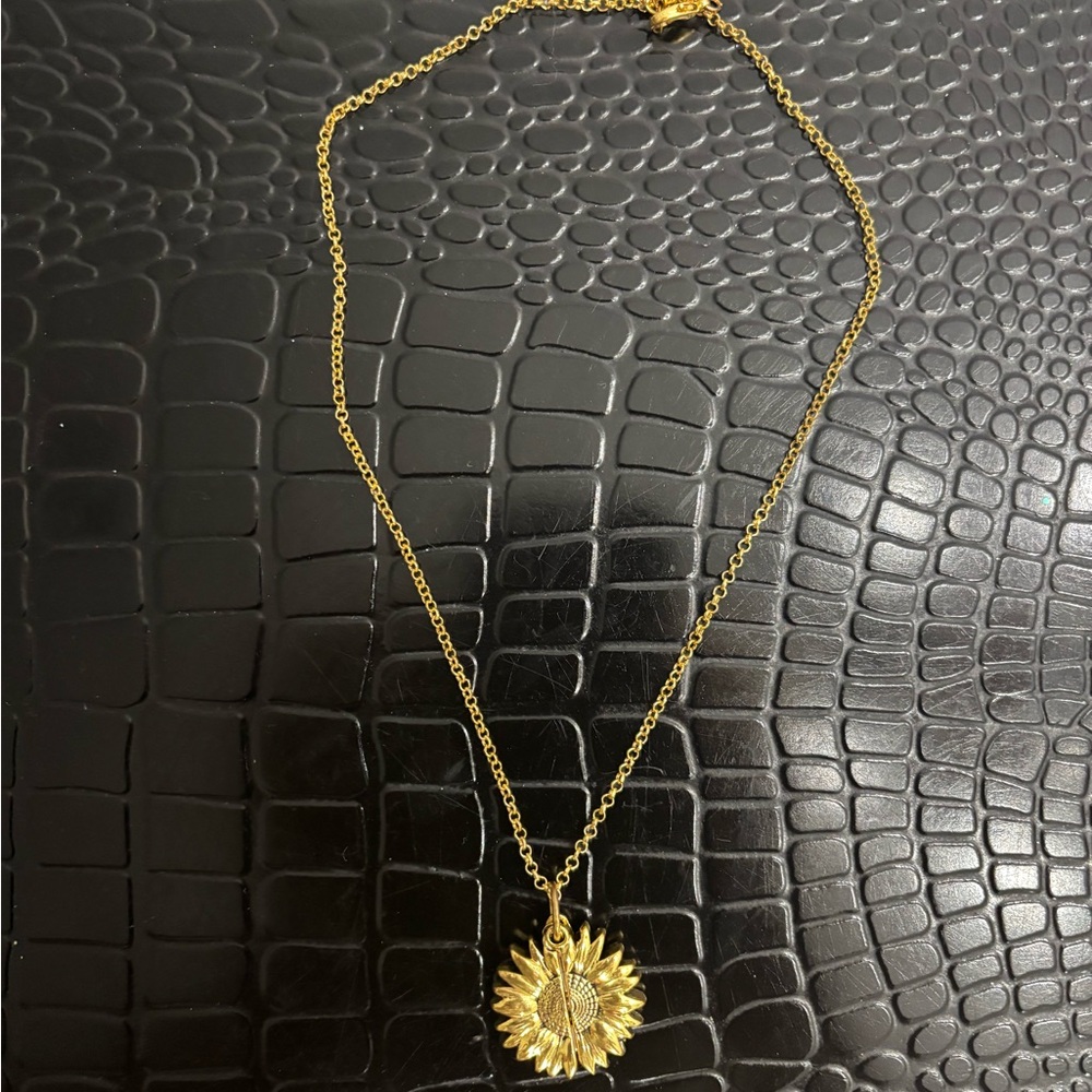 Gold Sunburst Pendant Necklace